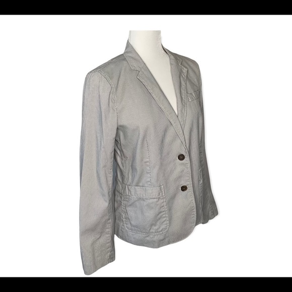 J crew factory womens blazer sz 6 blue pin stripe schoolboy academia pocket - Picture 2 of 10